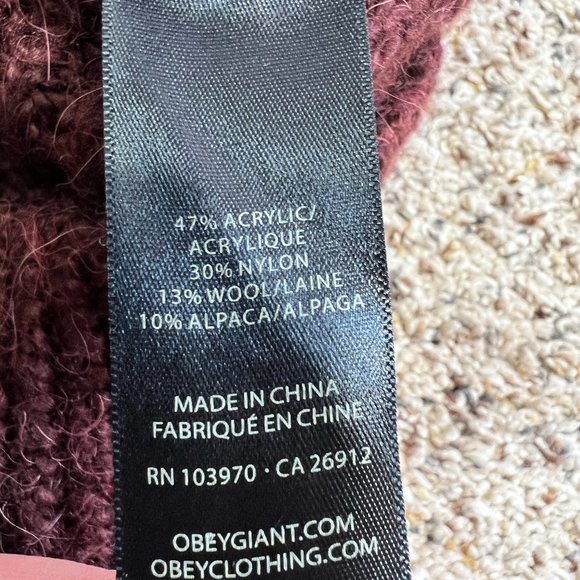 Obey No 89 Propaganda Alpaca Wool Blend Chunky Knit V-Neck Cardigan Size… - Picture 10 of 11